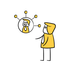 businessman and team network yellow doodle design