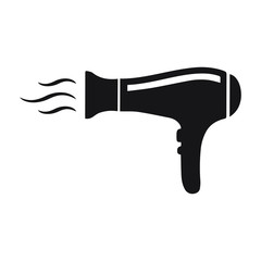 Hair dryer black vector icon isolated