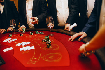 casino red table group people bet game