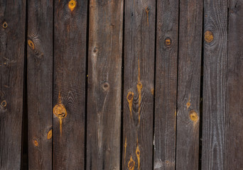 An aging wall made of wooden planks.