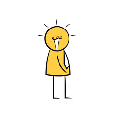 businessman light bulb head , doodle character design
