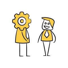 businessman gear head, doodle character design