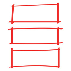 red hand drawn and sketch rectangle and square frame marker highlighter elements