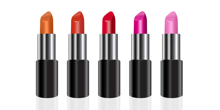 Beauty lipstick color set. red, pink, orange. eps10