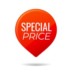 Red Pin on white background.