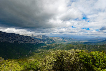 Sardinien Supramonte Blick über die Berge