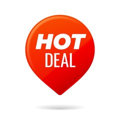 Red Pin on white background, hot deal