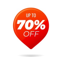Red Pin on white background, up to 70 percent off