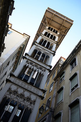 Obraz premium Elevador de Santa Justa Lift seen from Santa Justa Street, Lisbon, Portugal