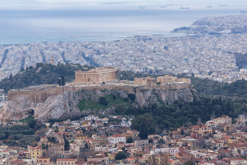 Fototapeta na wymiar Panorama of city of Athens from Lycabettus hill, Greece