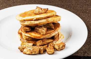 pancakes on the white plate