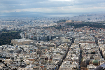 Fototapeta premium Panorama of city of Athens from Lycabettus hill, Greece