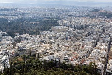 Panorama of city of Athens from Lycabettus hill, Greece