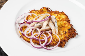 potato pancake on the white plate