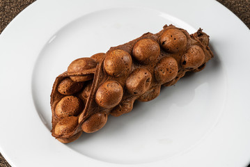 Bubble waffle on the white plate