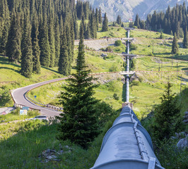 oil pipeline in mountain forest area