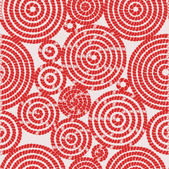 Seamless pattern with circles from bricks. Circles, tiles, bricks. Abstract bright red circles on a white background. Ideal for textiles, fabrics, cover, case, clothing design, paper, summer clothes.