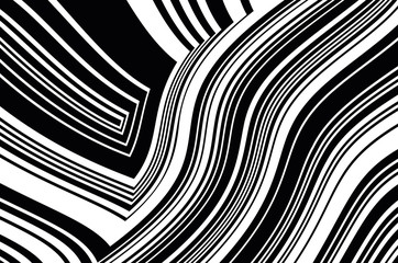 Optical art background. Abstract Black and White line art. 
