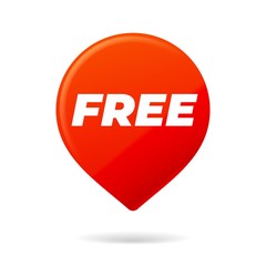 Red Pin on white background, free