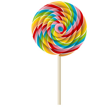 realistic rainbow swirl lollipop illustration vector