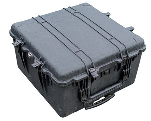 Plastic suitcase. Durable case.