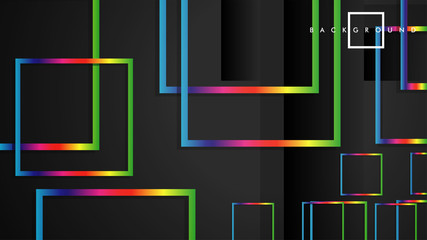 Vector Modern Abstract Squares Backgrounds . with a black and rainbow color gradient. eps 10 template