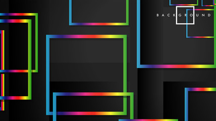 Vector Modern Abstract Squares Backgrounds . with a black and rainbow color gradient. eps 10 template