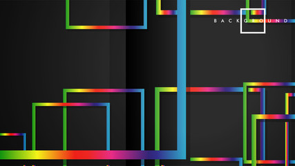 Vector Modern Abstract Squares Backgrounds . with a black and rainbow color gradient. eps 10 template