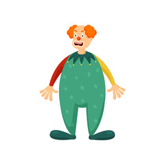 Cute red hair clown with green color clothes