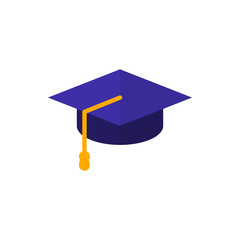 academic cap flat vector icon