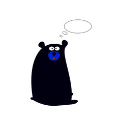  one black blue bear sit thought to think funny illustration cartoon style