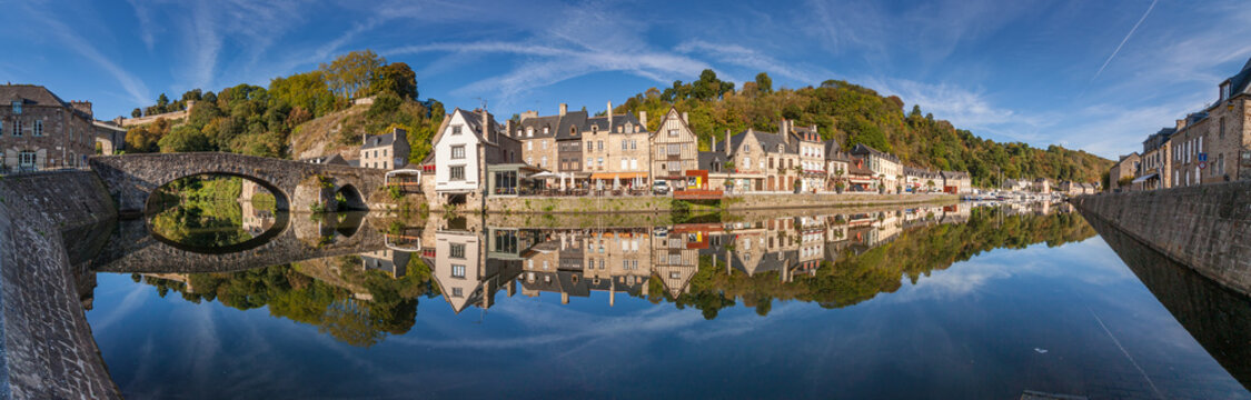 Panorama Of The Reflections In La Rance (River), Dinan, France.