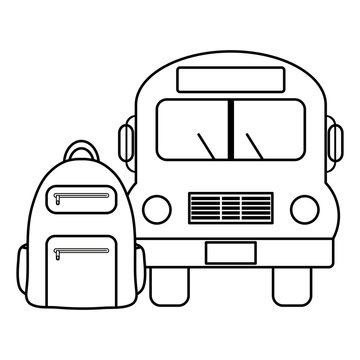 bus school vehicle with schoolbag