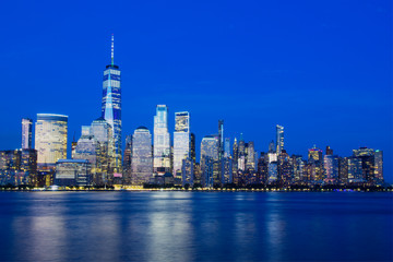 Fototapeta na wymiar Lower Manhattan Financial District New York City NYC during Sunset