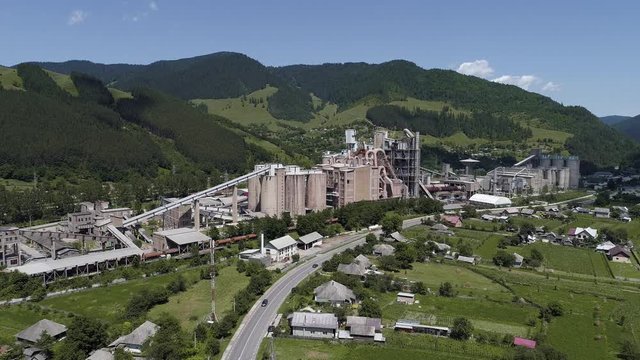 Aerial view of an industrial facility on a sunny day