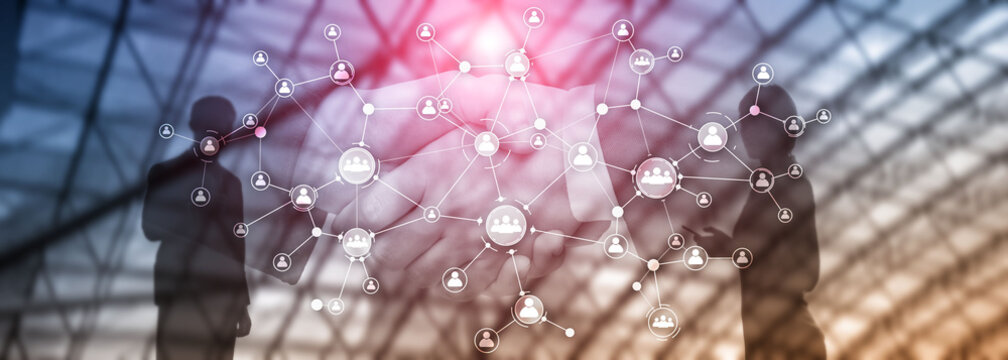 HR human resources management concept corporate organisation structure mixed media double exposure virtual screen