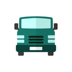 lorry front view flat vector icon