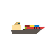 cargo ship flat vector icon