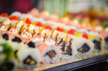 fresh sushi delights within the spanish food market