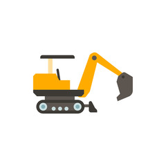 excavator flat vector icon