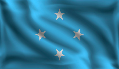 Waving Micronesia flag, the flag of Micronesia, vector illustration