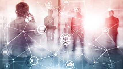 ICT - information and telecommunication technology and IOT - internet of things concepts. Diagrams...