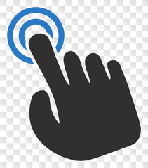 Hand press action EPS vector pictogram. Illustration contains flat hand press action iconic symbol on a chess transparent background.