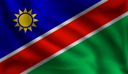 Waving Namibia flag, the flag of Namibia, vector illustration