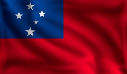 Waving Samoa flag, the flag of Samoa, vector illustration