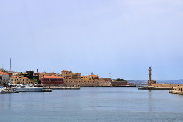 famouse venetian harbour waterfront of Chania old town, Crete, Greece