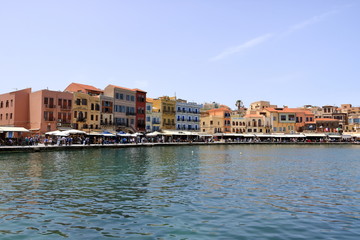famouse venetian harbour waterfront of Chania old town, Crete, Greece