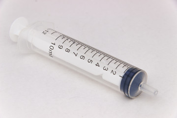 medical syringe on white background