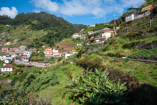 Levada dos Marocos also known as the Mimosa valley near Machico on the Island of Madeira. Leavdas are irrigation channels specific to the island.