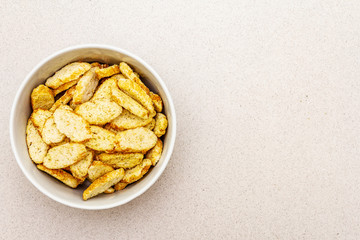 Fresh croutons for hot autumn cream soups